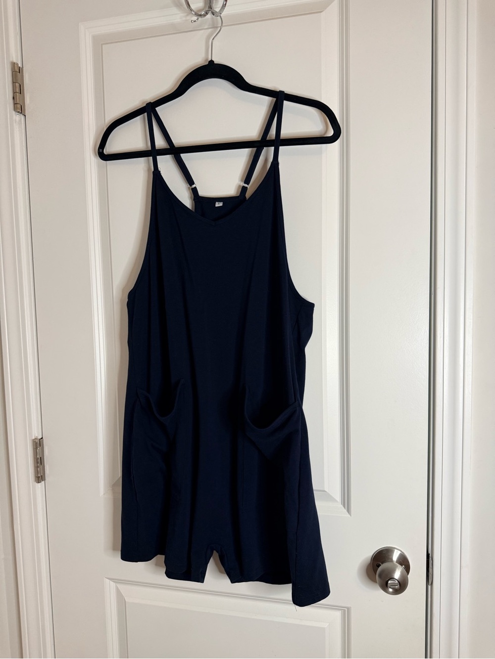 Amazon Navy Strappy Romper with Front Pockets